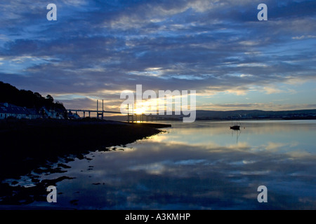 Sunrise Looking south over Kessock Bridge from North Kessock  Inverness Scottish Highlands Stock Photo