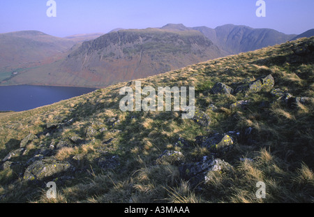 ENGLAND Cumbria Lake District National Park Early morning light illuminates the hills surrounding Wast Water Stock Photo