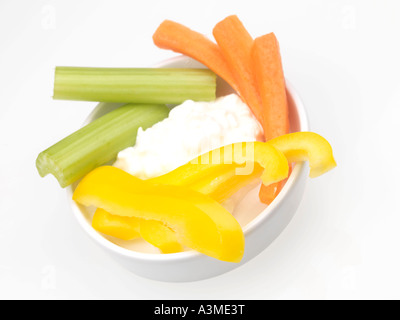 Vegetable Sticks with Cottage Cheese Stock Photo