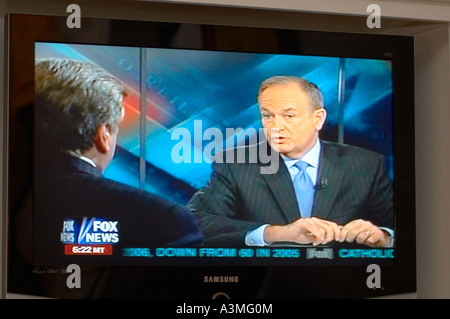 tv screen image of No Spin Zone host Bill o'reilly Fox news Stock Photo