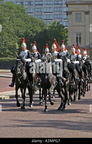 Mounted soldiers from the Blues and Royals regiment  which forms part of the British Household Cavalry Stock Photo