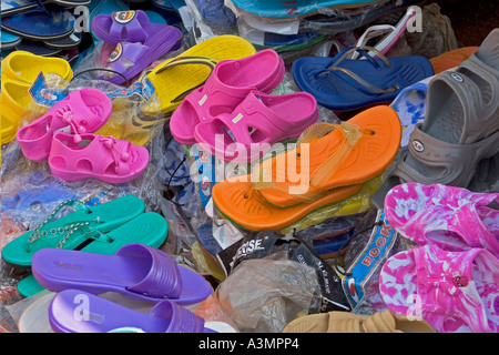 Flip flop sandals made from recycled rubber, Ghana, West Africa Stock Photo