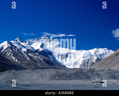 Mt Everest seen from the North Face Base Camp Tibet China Stock Photo