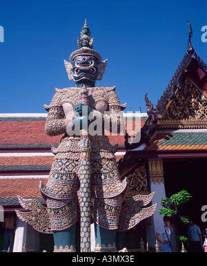 A karyatid guardian at Wat Phra Kheo the Buddhist temple inside the Royal Palace Bangkok Thailand Stock Photo