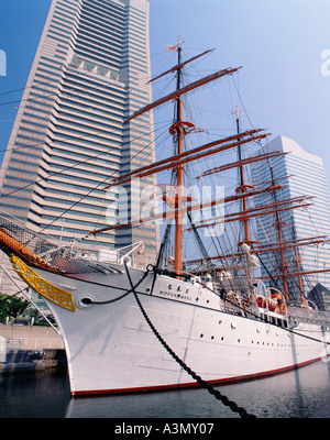 Nippon Maru sail training ship at Minato Mirai Yokohama Japan Stock Photo