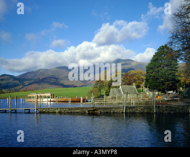 Launch at Derwent Water boat landings looking to Skiddaw. Derwent Water, Lake District National Park, Cumbria England, UK. Stock Photo