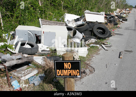 Miami Florida,Homestead,illegal dumping site,roadside,tires,appliances,trash,pollution,litter,trash,pollution,clutter,trash,FL060130447 Stock Photo