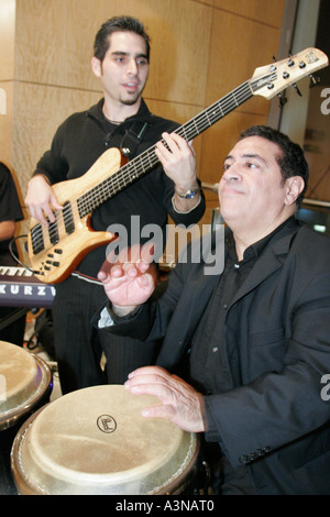 Miami Florida,Overtown,historic Lyric Theater,theatre,reception,Hispanic Latin Latino ethnic immigrant immigrants minority,musician,playing,adult adul Stock Photo