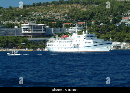 The Small Cruise Ship Monet Anchored off Hvar Town Croatia Stock Photo