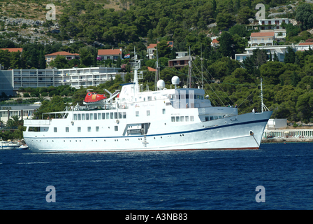 The Small Cruise Ship Monet Anchored off Hvar Town Croatia Stock Photo