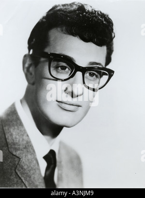 BUDDY HOLLY (1936-1959) Promotional photo of US pop musician about 1957 Stock Photo