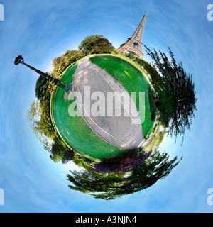 360 degrees panoramic view of eiffel tower in paris france Stock Photo