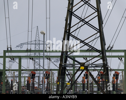 electric power transformation substation Stock Photo