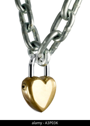 heart shaped Lock Chain Stock Photo