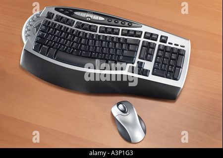 Modern Ergonomic Keyboard and Mouse Stock Photo