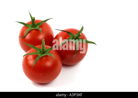 Three Cherry Tomatoes Shiren on white background Stock Photo