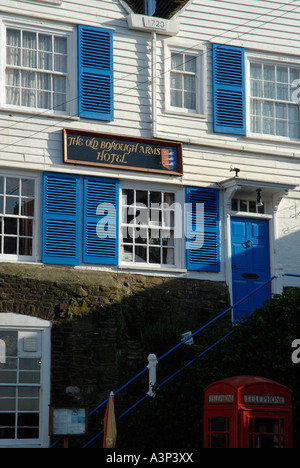 The Old Borough Arms Hotel white and blue wooden building in The Strand Rye Sussex Stock Photo