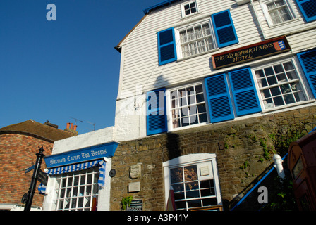 The Old Borough Arms Hotel and Mermaid Corner Tea Rooms in The Strand Rye Sussex Stock Photo