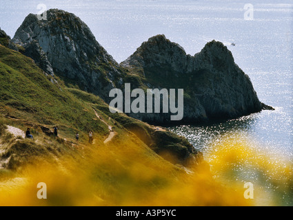 THREE CLIFFS BAY THE GOWER WEST WALES UK Stock Photo
