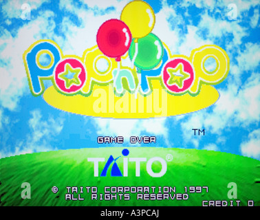 Pop n Pop Taito Corp 1997 vintage arcade videogame screenshot EDITORIAL USE ONLY Stock Photo