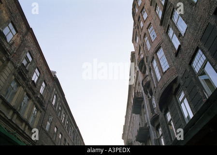 The remains of old buildings in the former Warsaw Ghetto, Warsaw, Poland Stock Photo