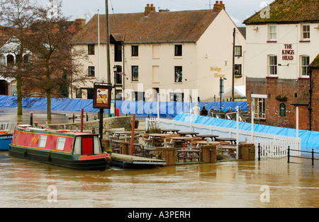 River Severn floods beer garden Stock Photo