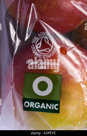 Closeup of organic apples packaging Stock Photo