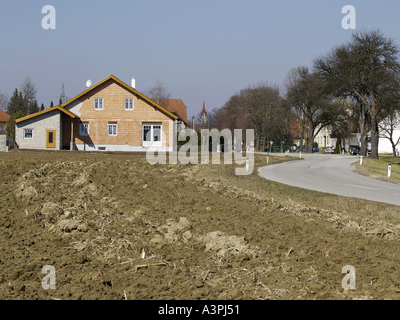 newly built houses in the country field Stock Photo