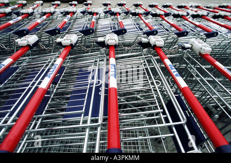 Aldi shopping carts, Germany Stock Photo