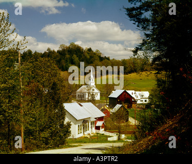 Waits River nestles amid the hillsides in Orange county in Central Vermont Stock Photo