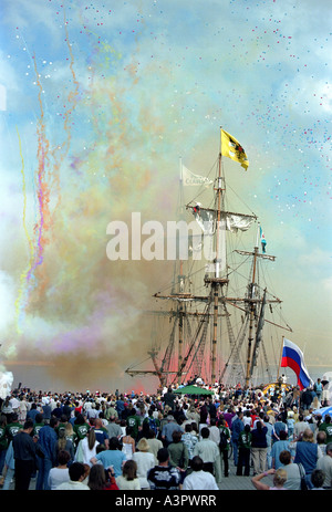 Water festival on the Pregolya river, Kaliningrad, Russia Stock Photo