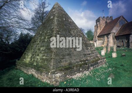 John Fuller of Brightling East Sussex 1757-1834. The Pyramid Folly, Brightling Parish Church churchyard. St Thomas a Becket church. HOMER SYKES Stock Photo