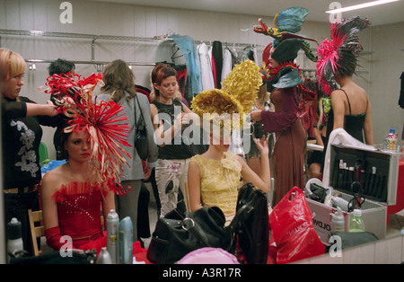 Young models in the backstage at the XIII International Hair Fair 2005 in Poznan, Poland Stock Photo