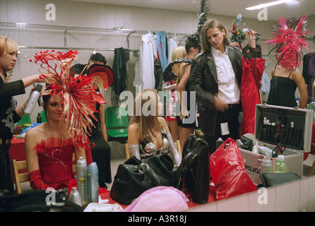 Young models in the backstage at the XIII International Hair Fair 2005 in Poznan, Poland Stock Photo