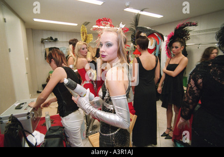 Young models in the backstage at the XIII International Hair Fair 2005 in Poznan, Poland Stock Photo