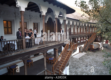 Yard of the hotel Manucs Inn (Hanul lui Manuc), Bucharest, Romania Stock Photo