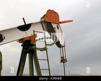 Elk Hills oil field near Coalinga California where the pumpers are painted like cartoon animals located area where endangered species live Stock Photo