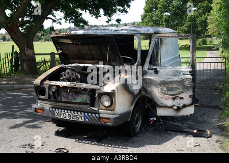 Burnt Out White Van