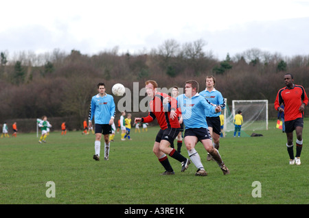 Sunday League football, Newbold Comyn, Leamington Spa, Warwickshire, England, UK Stock Photo