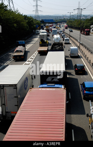 Heavily congested traffic on motorway, UK Stock Photo