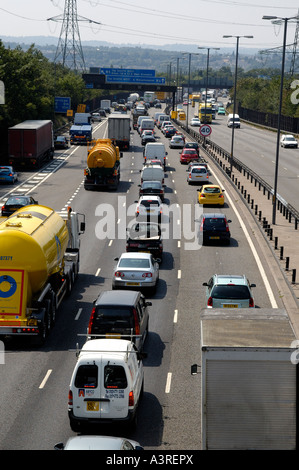 Traffic congestion on motorway, UK Stock Photo