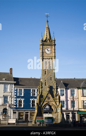 Clock Tower 1872 in town centre. Formerly Castlereagh Memorial Clock Machynlleth Powys Mid Wales UK Stock Photo