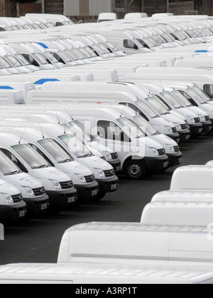 LINES OF BRAND NEW LDV VANS OUTSIDE THE LDV VAN FACTORY,WASHWOOD HEATH,BIRMINGHAM UK. Stock Photo