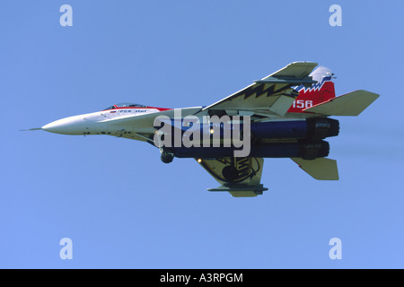 Mig 29 OVT Fulcrum vectored thrust company demonstration aircraft Stock Photo