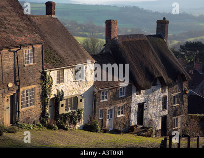 Cottages on Gold Hill Shaftesbury Village Dorset England Stock Photo