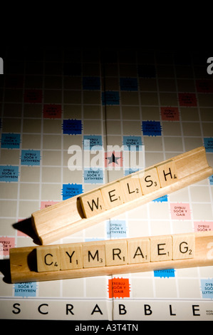 WELSH scrabble game with Stock Photo