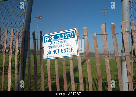 Park closed due to toxins in soil Stock Photo