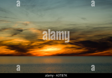 sunset over Cardigan Bay Wales february 2007 Stock Photo