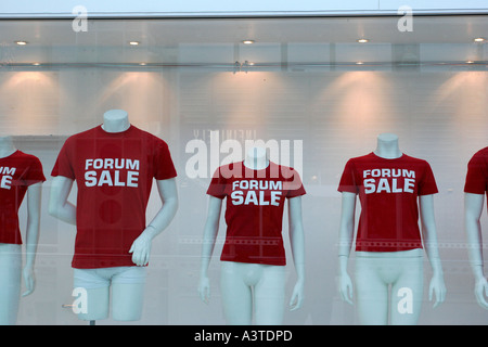 Shop windows with headless dummies advertising sale Stock Photo