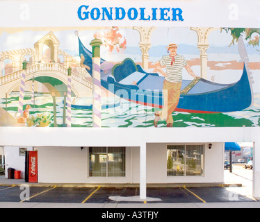 The Gondolier Motel featuring a painting on the building of Venice Italy in Wildwood New Jersey Stock Photo